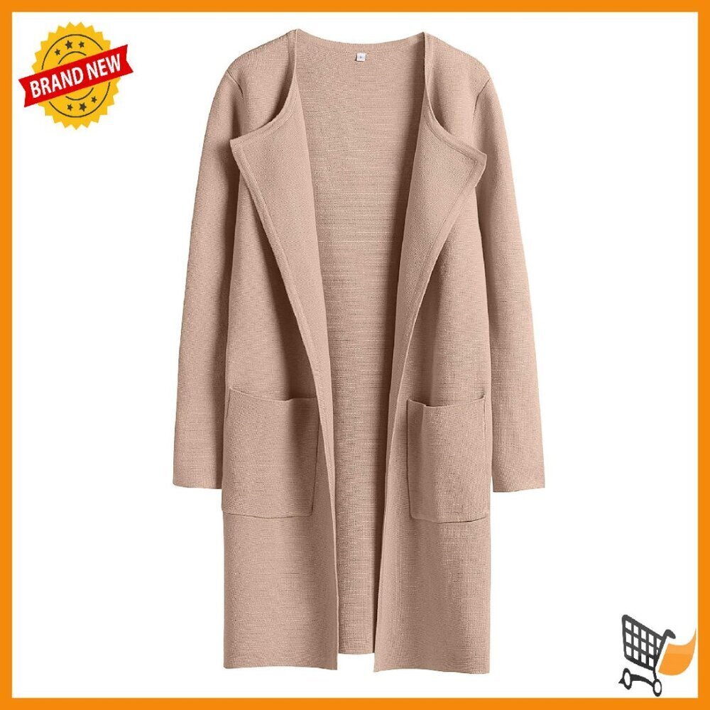 Open Front Knit Cardigan Sweater with Pockets - Cozy Casual Wear